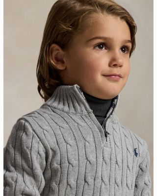 Boys' Cable Knit Cotton Quarter Zip Sweater - Little Kid