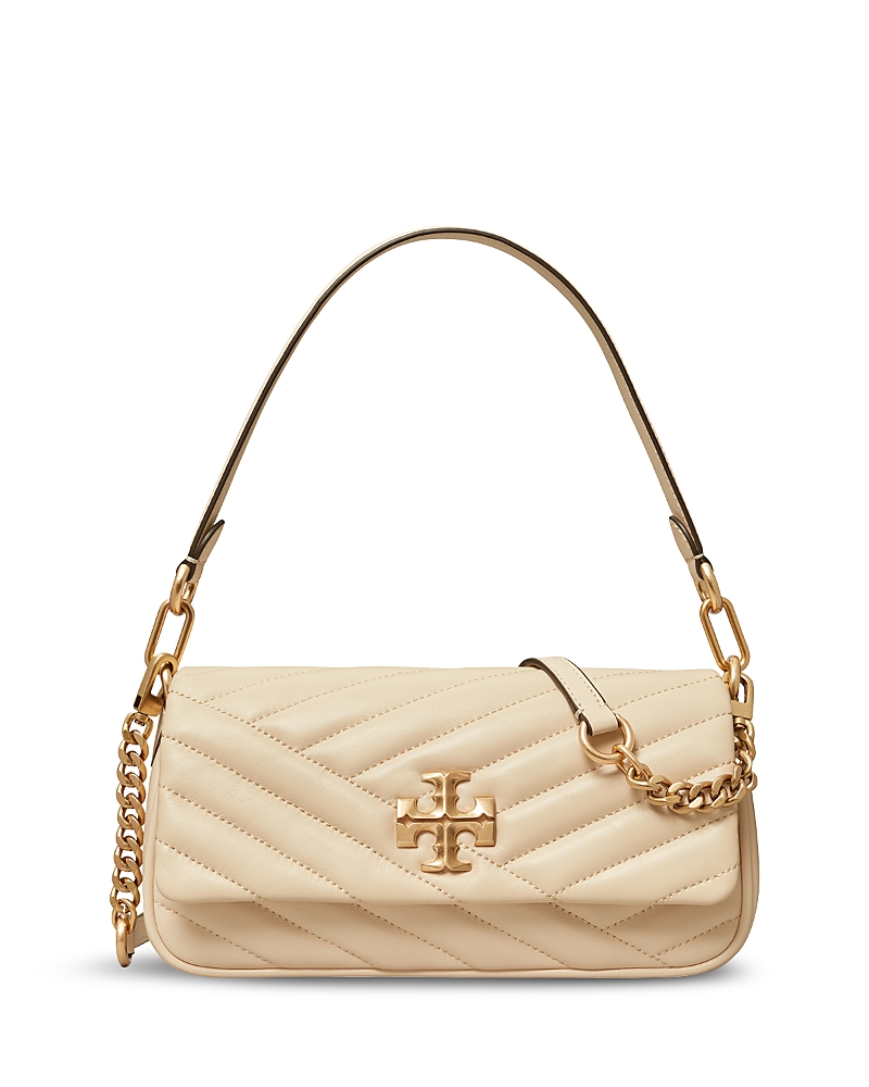 Tory Burch Quilted Logo-plaque Shoulder Bag In White