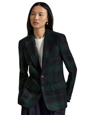 Single Breasted Plaid Wool Blazer