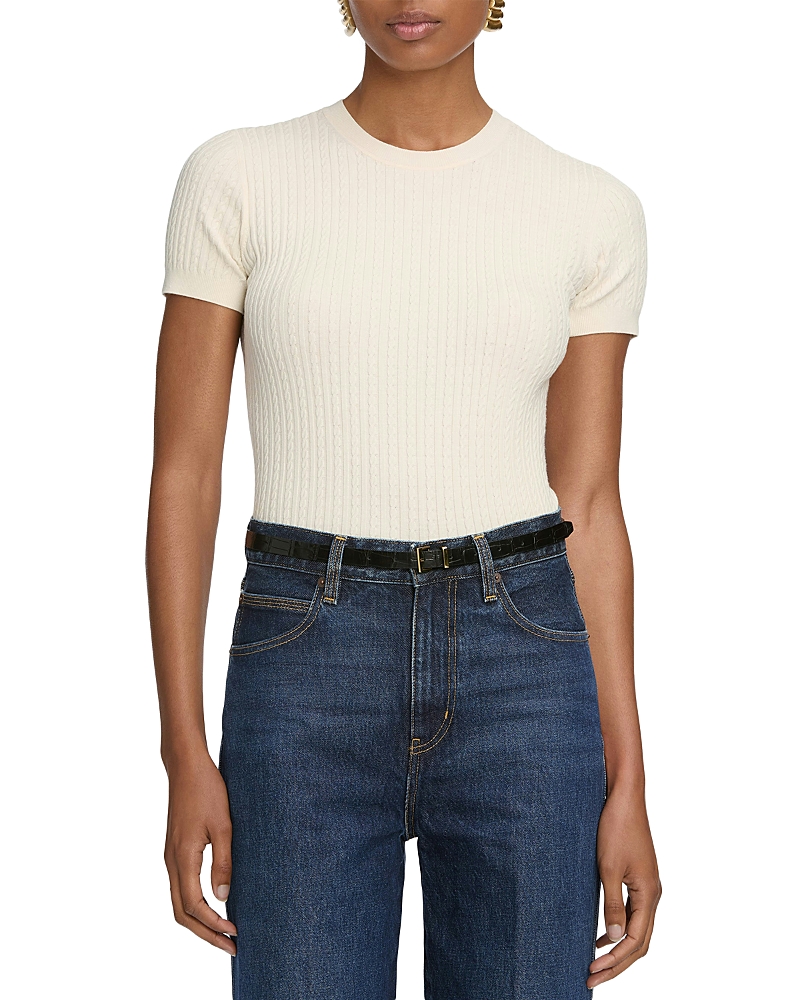 Frame The Fine Cable Knit Top In White