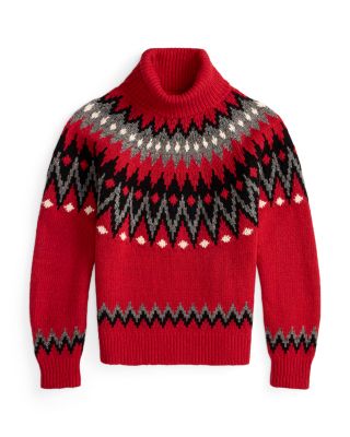 Fair Isle Wool Blend Turtleneck Sweater