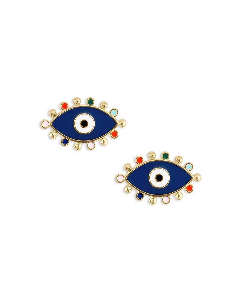 Anabel Aram Milos Evil Eye Stud Earrings In Blue