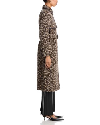 Zeva-A Long Wool Coat With Leather Trim