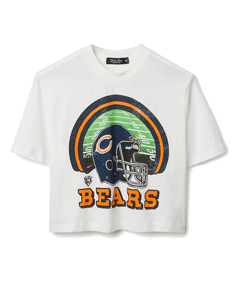 Junk Food Clothing Women's Nfl Chicago Bears Game Time Mock Neck Crop Tee In White