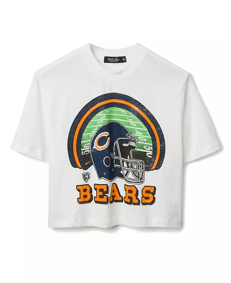 Junk Food Clothing Women's Nfl Chicago Bears Game Time Mock Neck Crop Tee