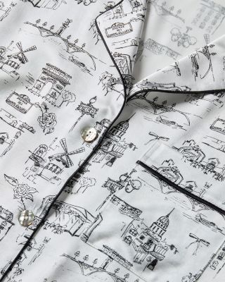 Silk Parisian Toile Pajama Set