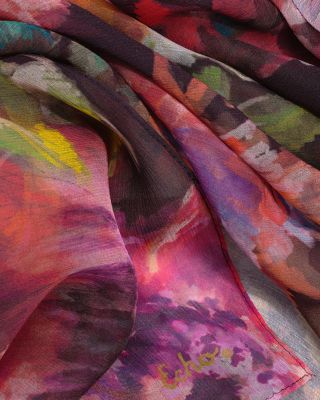 Hazy Floral Crinkle Silk Wrap Scarf