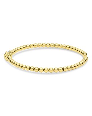 LAGOS 18K Yellow Gold Caviar Gold Diamond Rondelle Bead Flex Bangle Bracelet