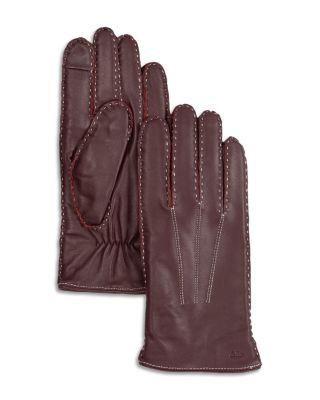 Stitch Detail Leather Tech Gloves