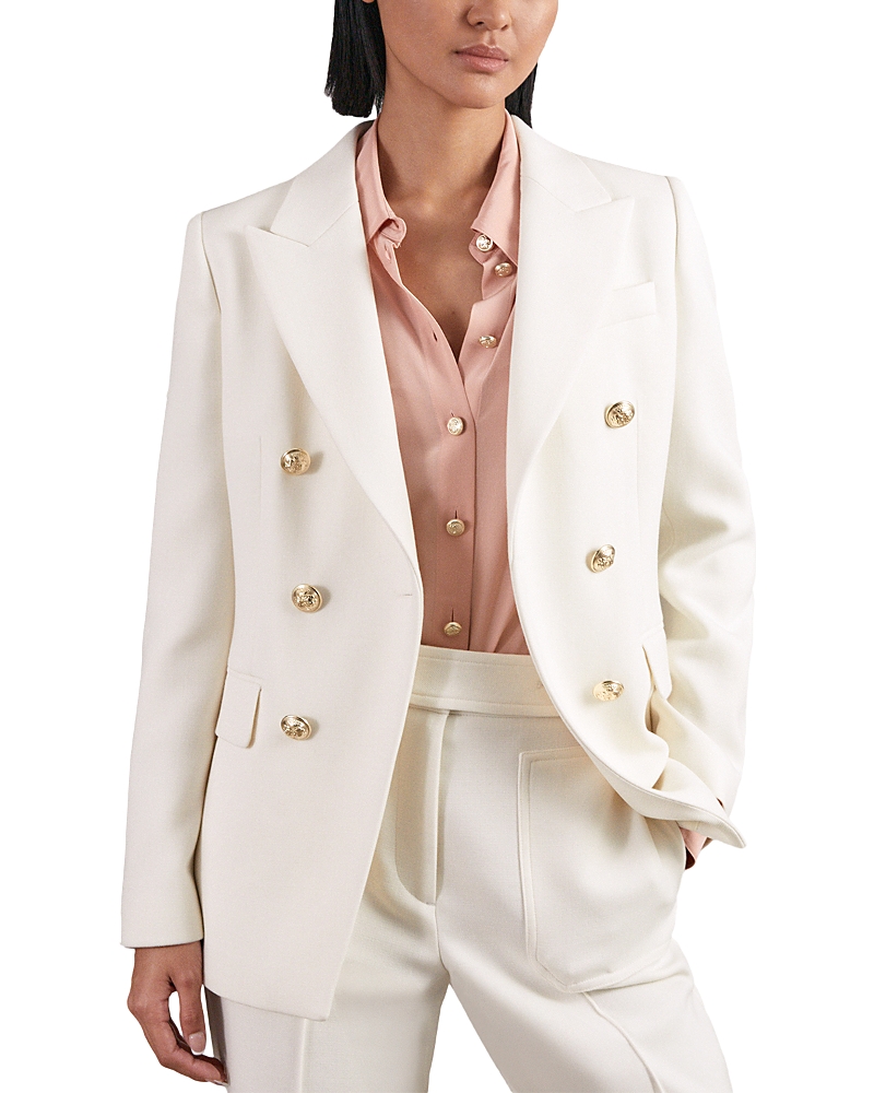 Reiss Petite Lily Double Breasted Blazer In White