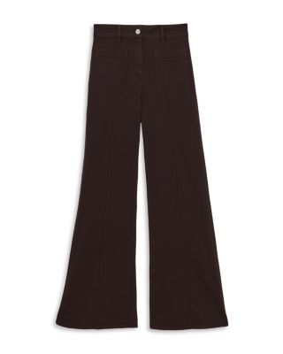 Sakura Flared Patch Pocket Jeans in Burgundy