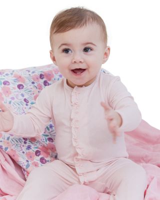 Girls' Pin Dot Ruffled Placket Footie - Baby