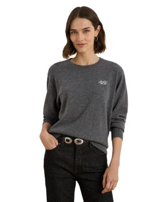 Embroidered Cashmere Crewneck Sweater