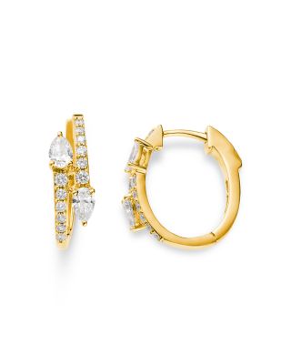 Diamond Huggie Hoop Earrings in 14K Yellow Gold, 0.73 tcw