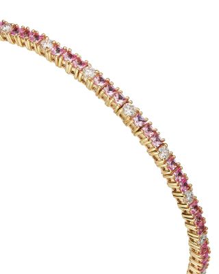 Pink Sapphire &amp; Diamond Bracelet in 14K Yellow Gold