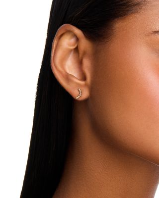 14K Yellow Gold Beads Curved Stud Earring