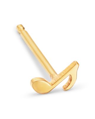 14K Yellow Gold Itty Bitty Symbols Music Note Single Stud Earring