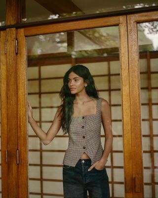 Houndstooth Square Neck Top