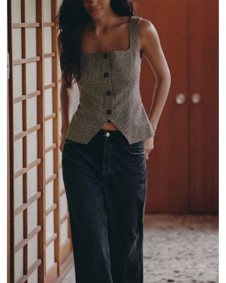 Houndstooth Square Neck Top