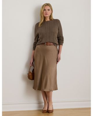 Plus Satin Charmeuse Midi Skirt