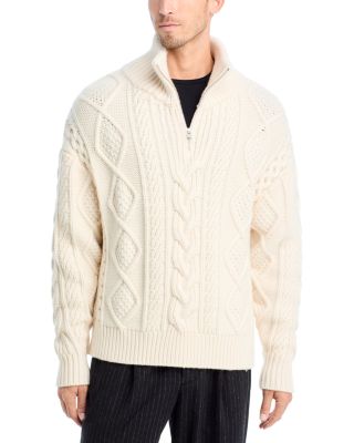 Wool & Cashmere Chunky Cable Knit Half Zip Sweater
