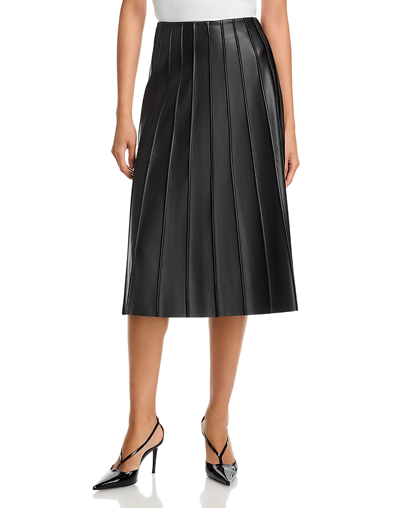 Sioni Faux Leather Piped Skirt In Black