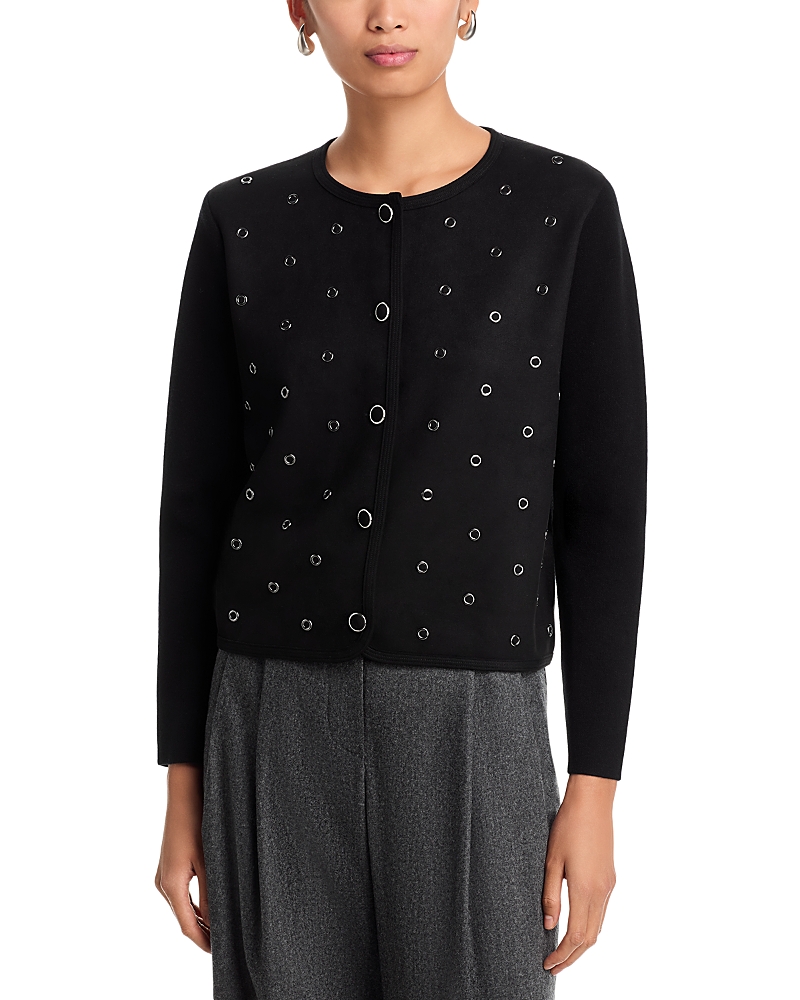 Sioni Grommet Mixed Media Jacket In Black