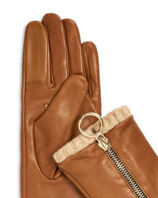 Cashmere Lined Leather Zip Tech Gloves - Exclusive