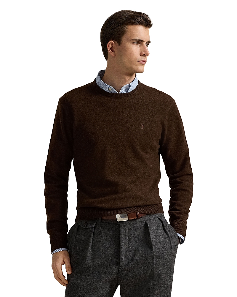 Polo Ralph Lauren Wool Crewneck Sweater In Brown