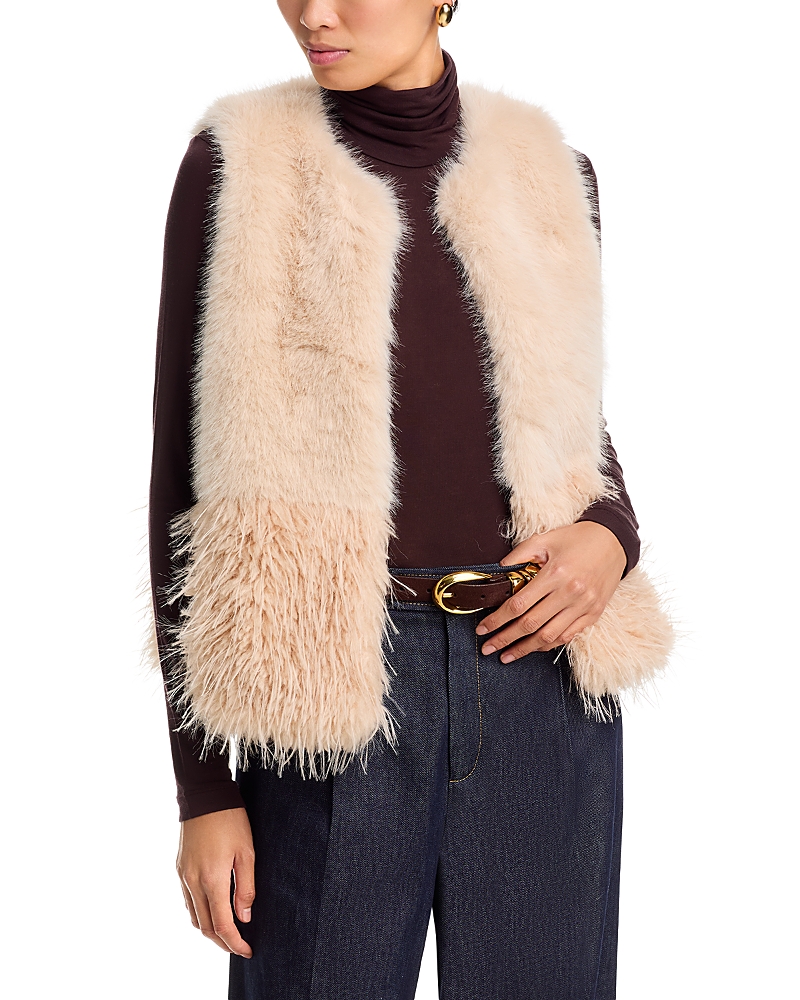 La Fee Maraboutee Edma Faux Fur Vest In Sand