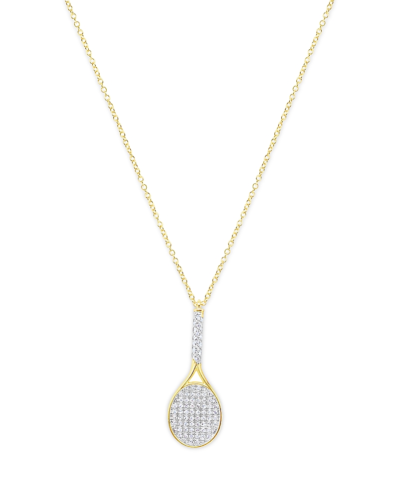 Meira T 14k White & Yellow Gold Diamond Tennis Racket Pendant Necklace, 16-18 In Gold