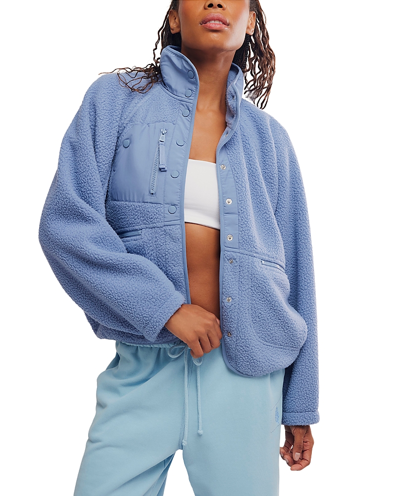 Free People Hit The Slopes Fleece Jacket In Blue