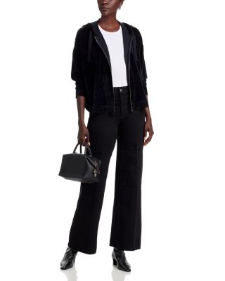 Velour Zip Front Hoodie