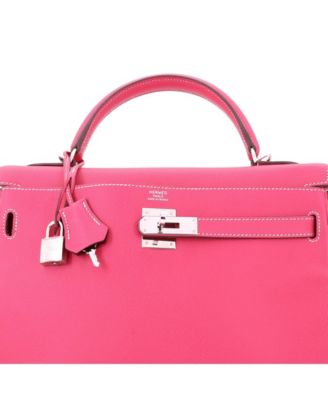 Kelly 32 Handbag Pink Epsom with Palladium Hardware