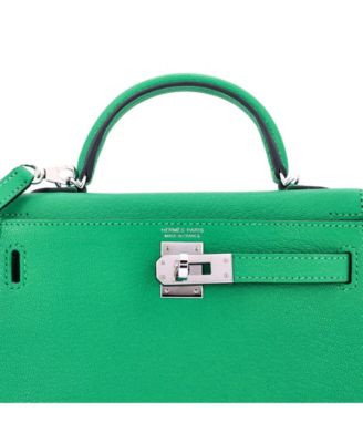 Kelly 20 Handbag Green Chevre Mysore with Palladium Hardware