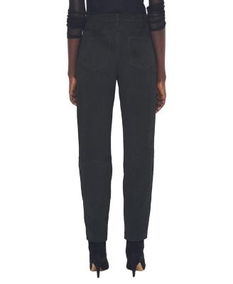 Cindy Supersuede Slim Leather Jeans in Black