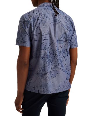 Short Sleeve Inky Floral Print Shirt