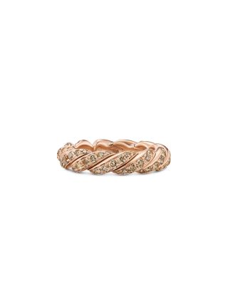 Sculpted Cable Flex Band Ring in 18K Rose Gold with Cognac Diamonds, 5mm