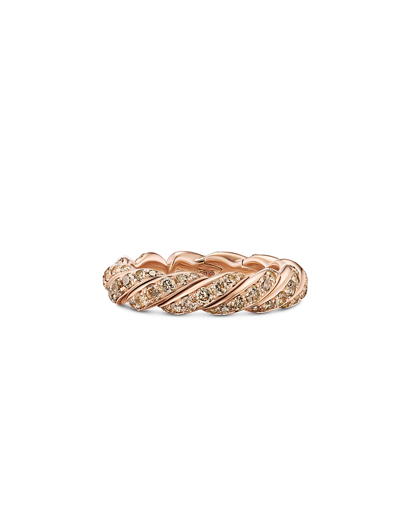 David Yurman Sculpted Cable Flex Band Ring in 18K Rose Gold with Cognac Diamonds, 5mm
