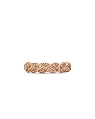 Sculpted Cable Flex Band Ring in 18K Rose Gold with Cognac Diamonds, 5mm