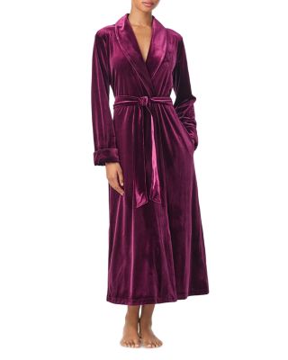 Long Sleeve Velvet Shawl Collar Long Robe