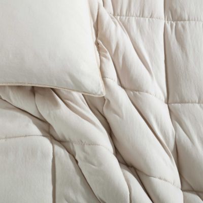 Solid Washed Reversible Plush 7 Piece Comforter Set, Queen