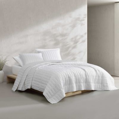 Washed Percale Solid 3 Piece Quilt Set, King