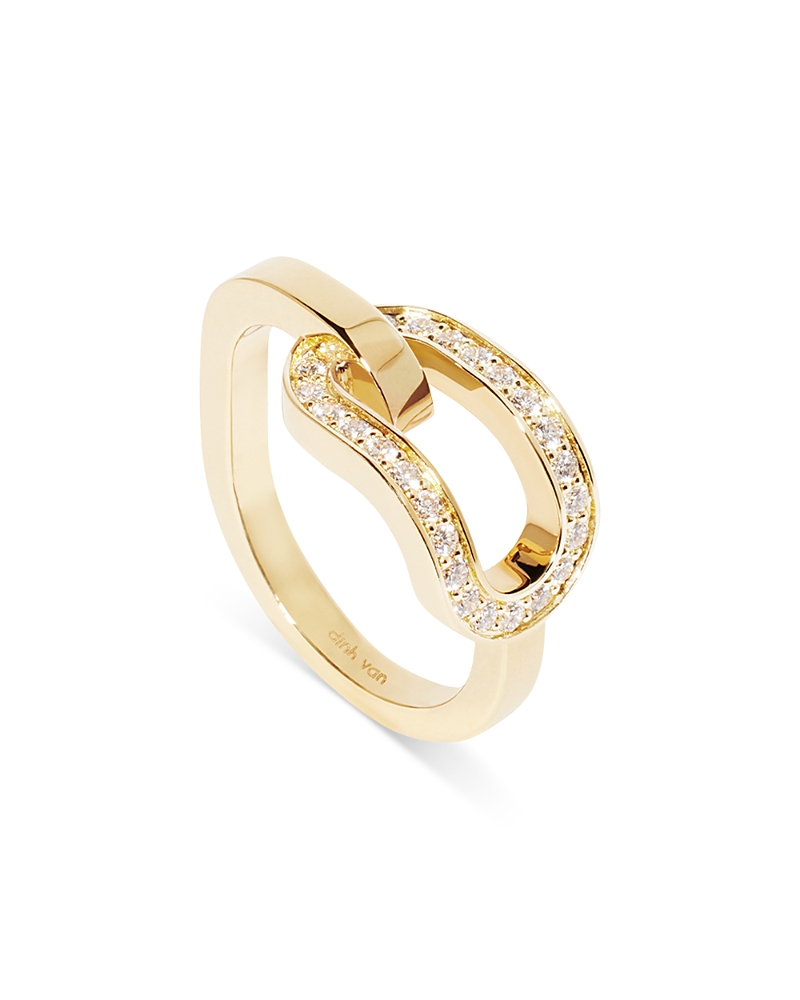 Dinh Van 18k Yellow Gold Maillon Diamond Openwork Ring In Gold