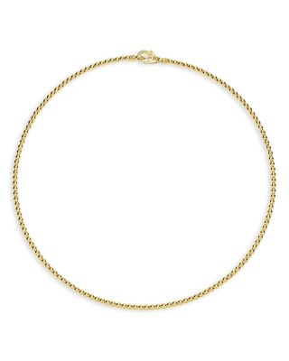 18K Yellow Gold Caviar Gold Beaded Collar Necklace, 18"