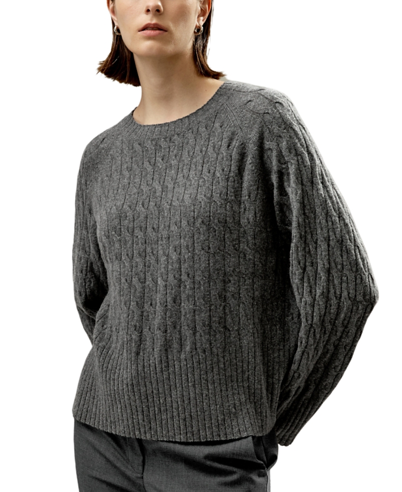 Lilysilk Baby Cashmere Cable-knit Sweater In Gray