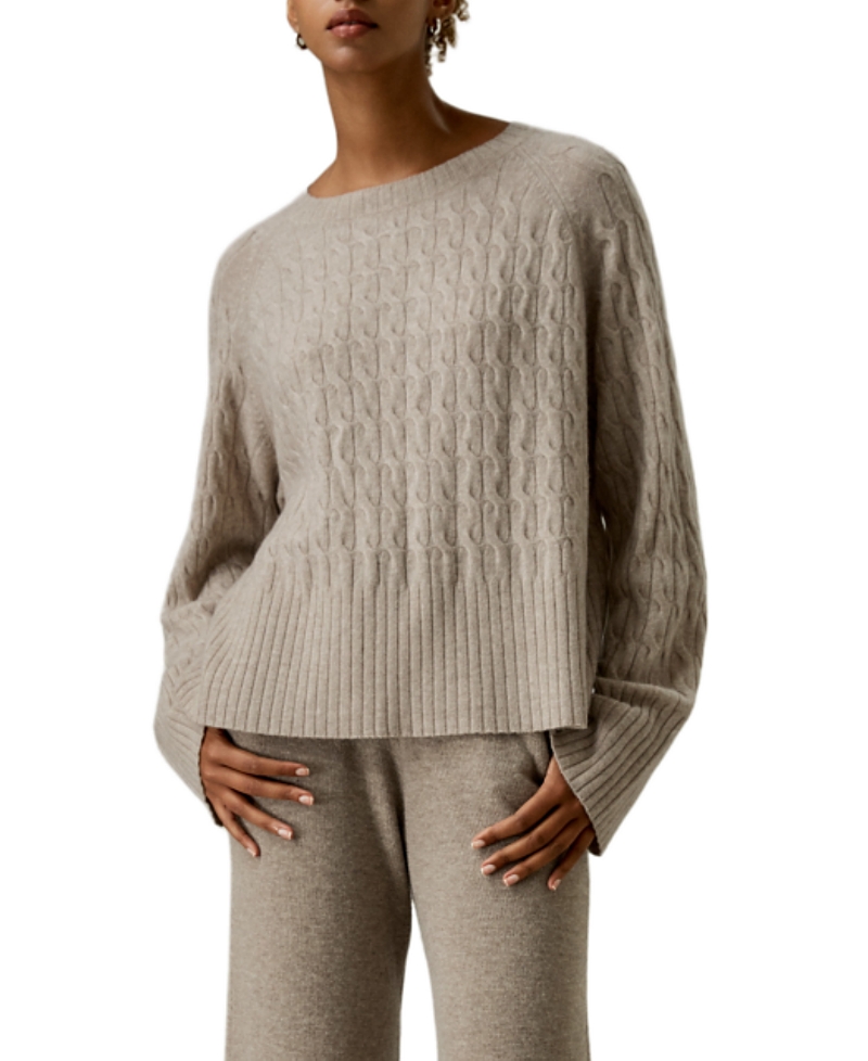 Lilysilk Baby Cashmere Cable-knit Sweater In Neutral