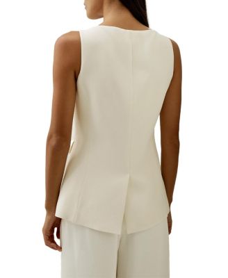 Sleeveless Button Up Silk Vest