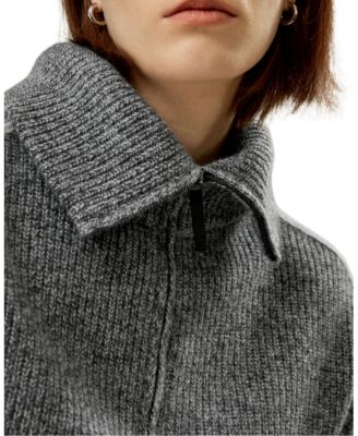 Cashmere Half Zip-Up Ribbed Sweater