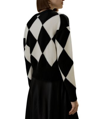 Round Neck Diamond Pattern Cashmere Sweater